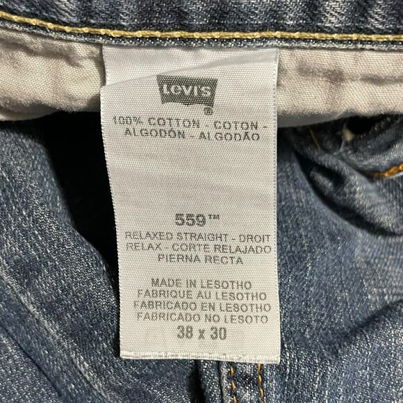 Levis 559 Mens Jeans Size 38 Relaxed Straight Leg Medium Wash Denim Blue Jeans - Picture 7 of 11